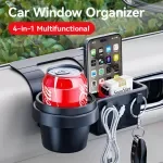 Car Side Door Organizer Cup & Phone Holder Mount Tray Storage Rack