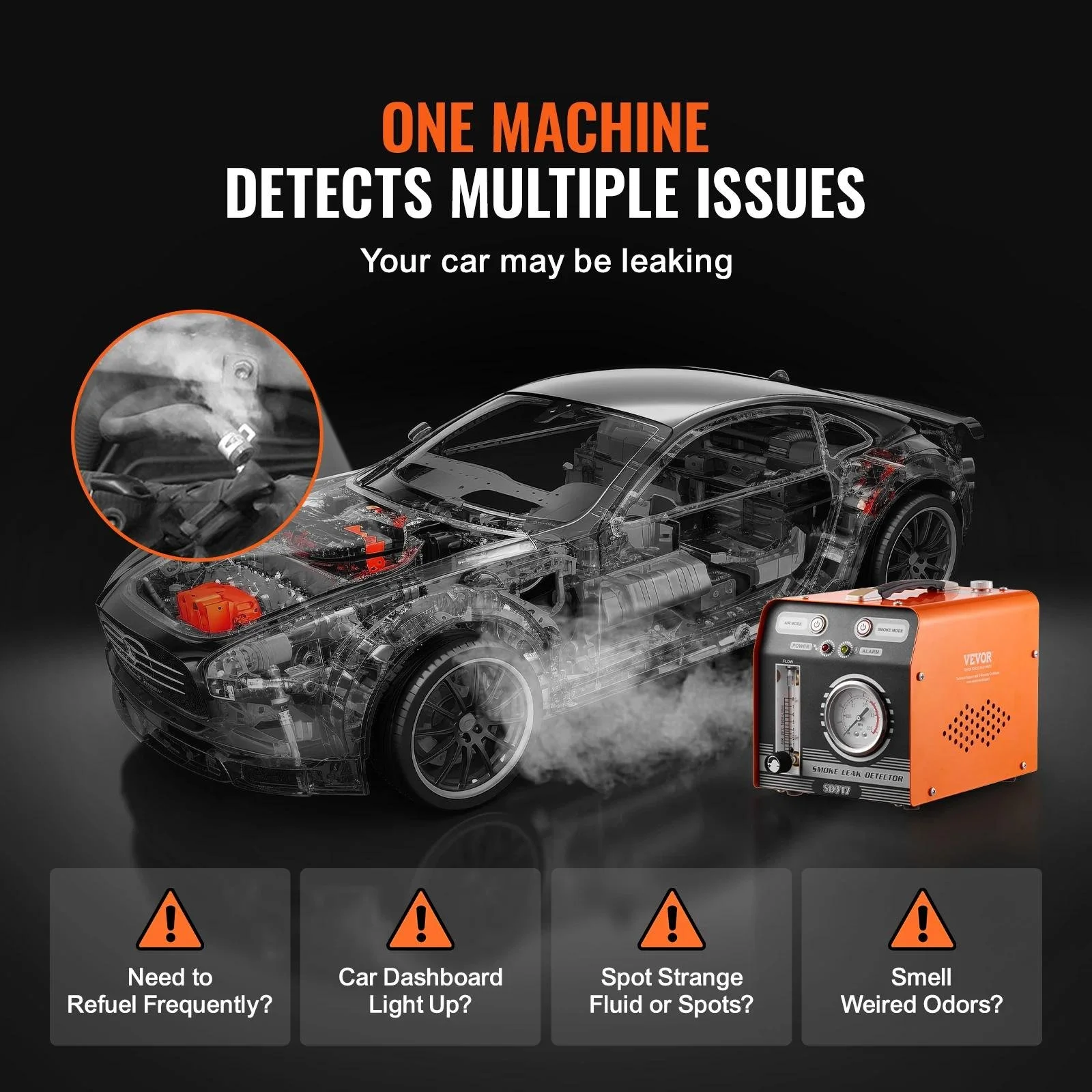 Automotive EVAP Smoke Machine Leak Detector with Dual Air & Smoke Modes