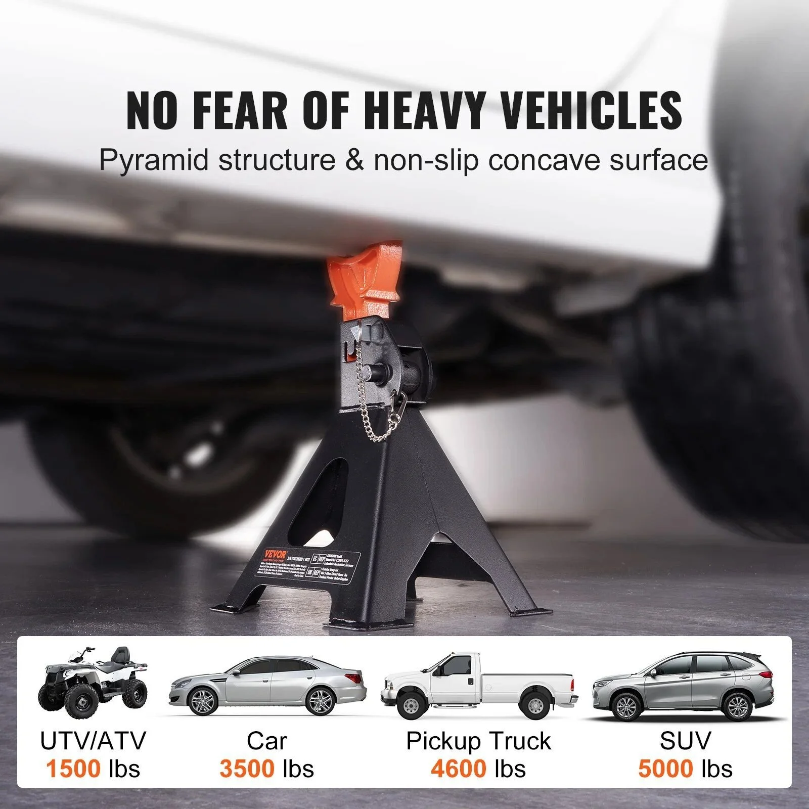 Heavy Duty 3-Ton Car Jack Stands with Double Lock Safety & Adjustable Height