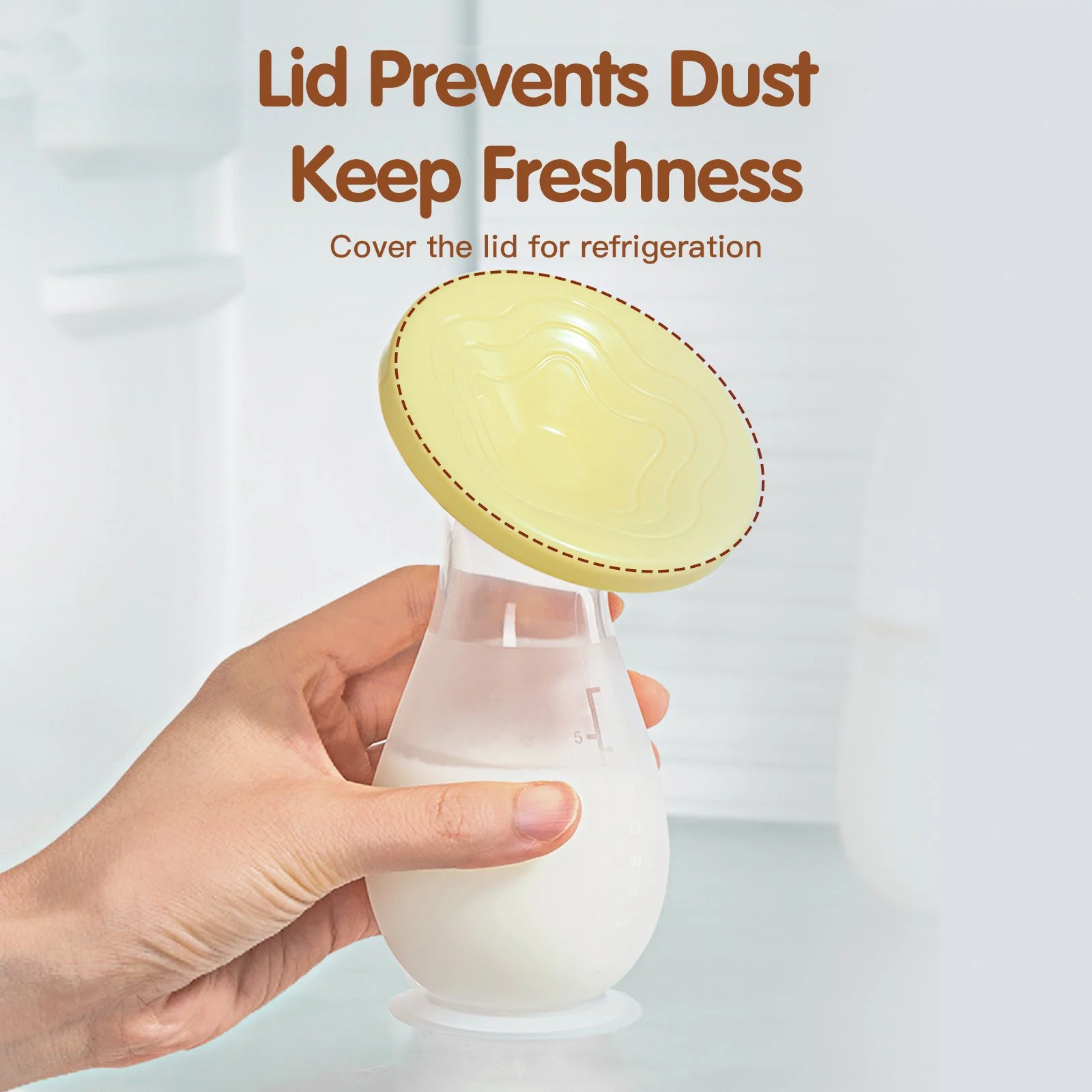Silicone Milk Saver with Leak-Proof Cap and Suction Base – 5oz Portable Breast Pump