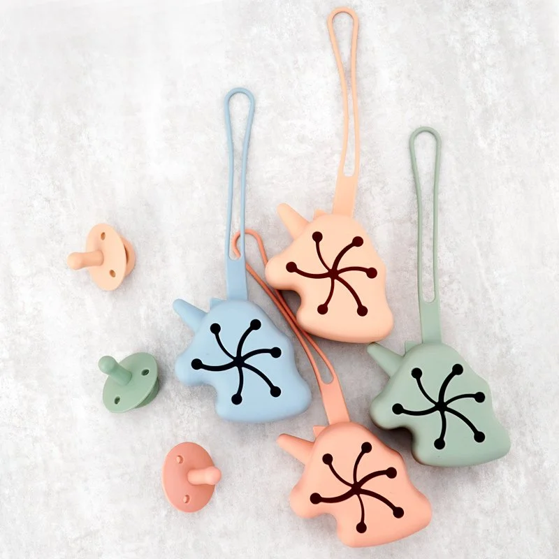 Kawaii Unicorn Baby Pacifier Holder Storage Box – BPA-Free Silicone Soother Container