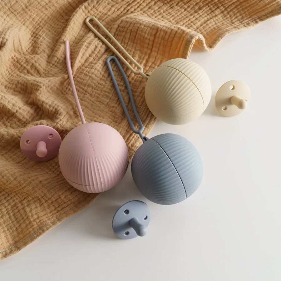 Baby Pacifier Holder & Soother Storage Box - BPA Free Soft Silicone, Portable, Teat Attachment