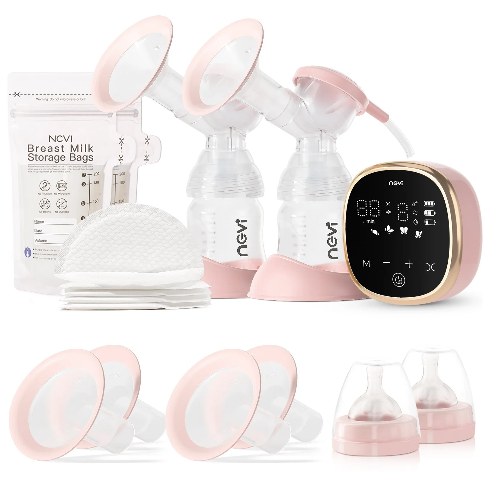Double Electric Breast Pump with 4 Modes, 9 Levels, and 10 Storage Bags