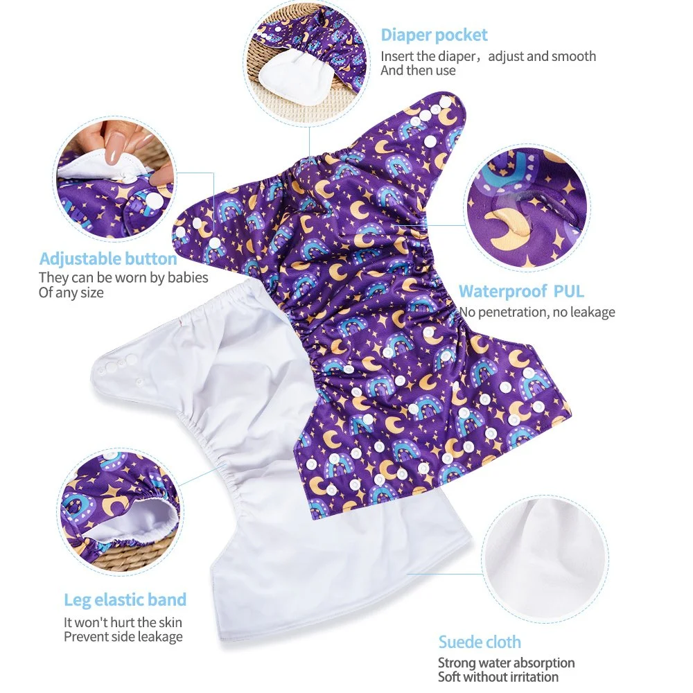 Adjustable Waterproof 3-Piece Washable Baby Diaper Cover Set