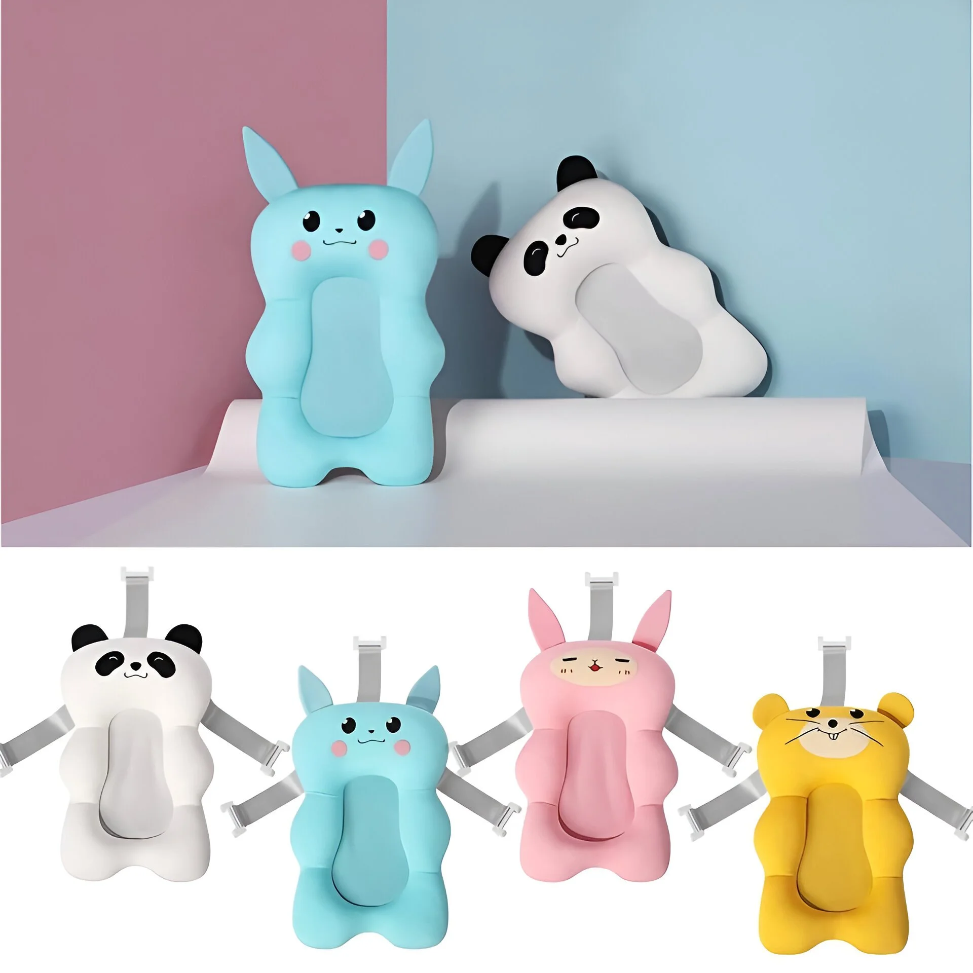 Soft Rabbit Baby Bath Pad - Non-Slip Infant Shower Pillow for Newborns & Toddlers