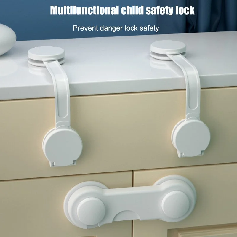 Baby Safety Locks - Multi-Function White Locks for Cabinets, Drawers, and More