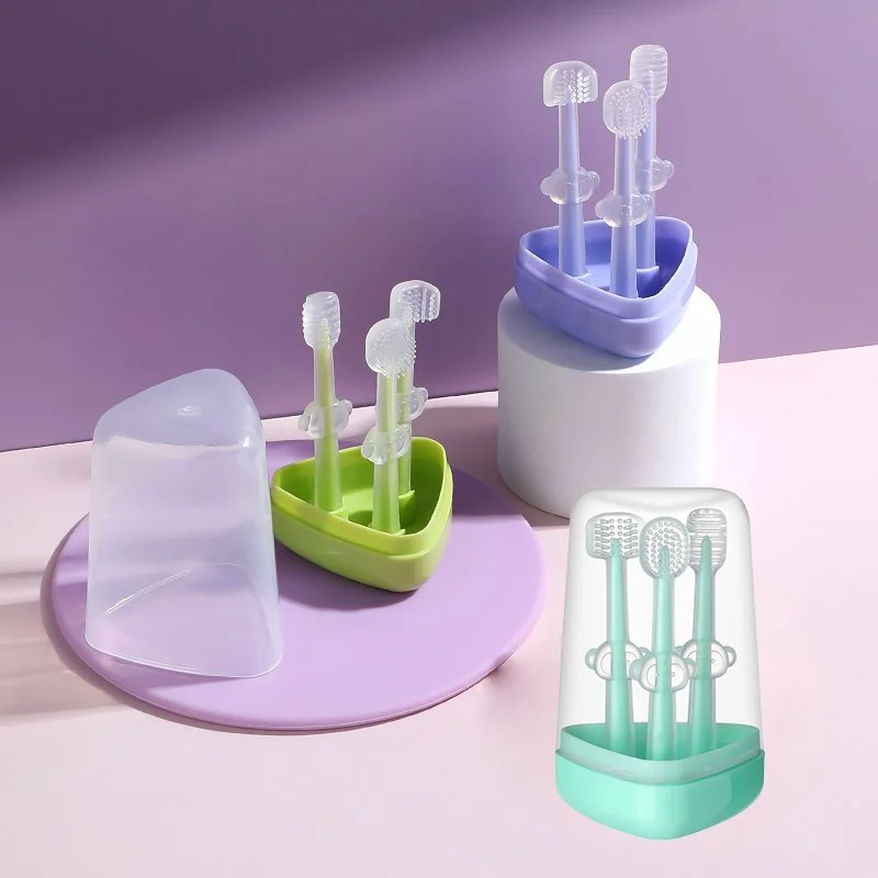 Baby Silicone Toothbrush & Tongue Cleaner with Storage Box – Safe Oral Care