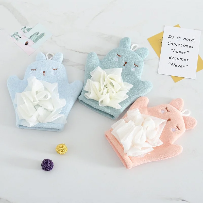 Cartoon Animal Baby Bath Gloves – Cute, Comfortable Cotton Bath Accessories