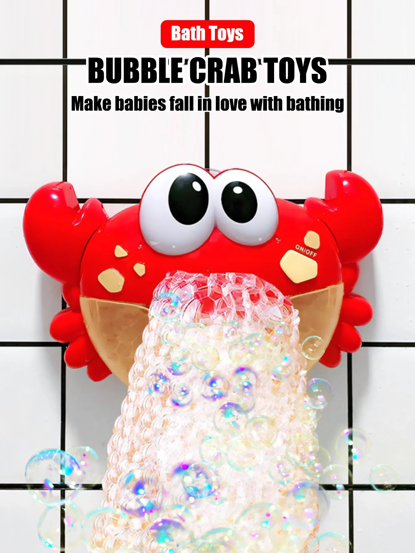 Kids Red Crab Bubble Machine Bath Toy with Music