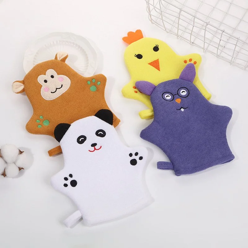 Cartoon Animal Baby Bath Gloves for Kids and Toddlers