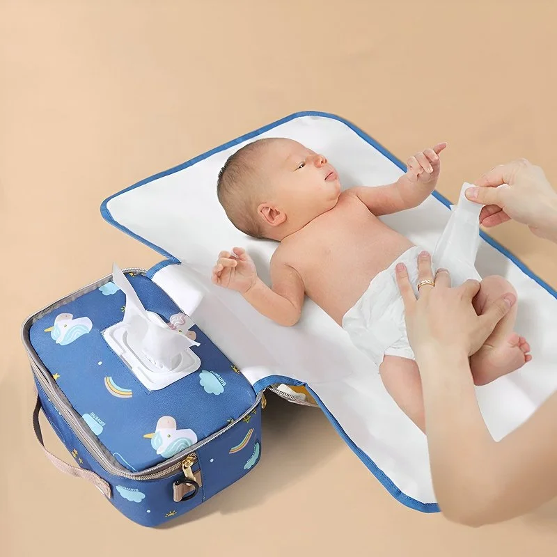 2in1 Portable Diaper Changing Bag with Waterproof Pad & Wet Bag