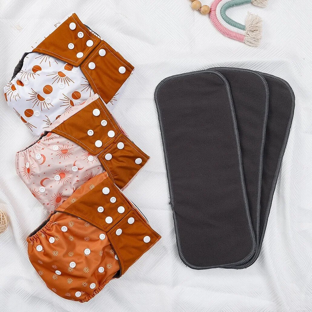 Fashion Print Baby Cloth Diapers with Bamboo Charcoal Inserts