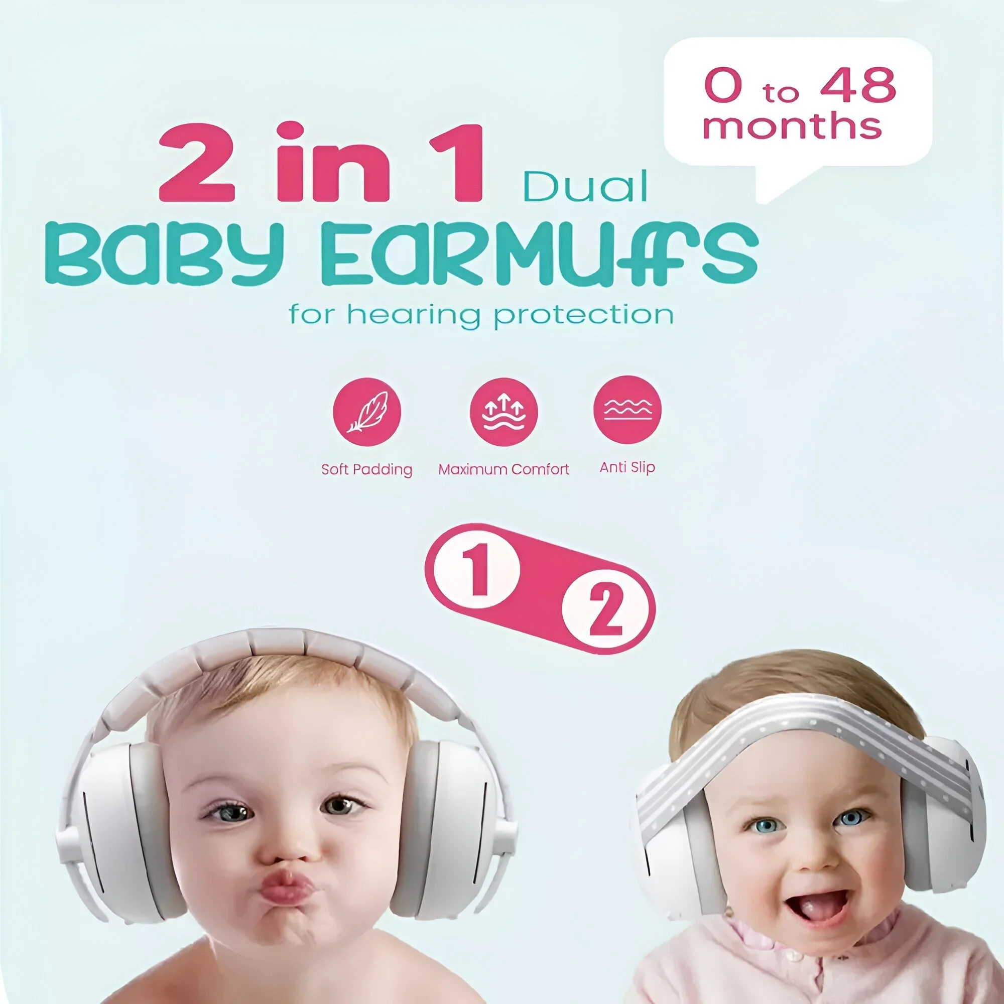 Baby Noise Cancelling Headphones - 2-in-1 Convertible Earmuffs for Infants & Toddlers
