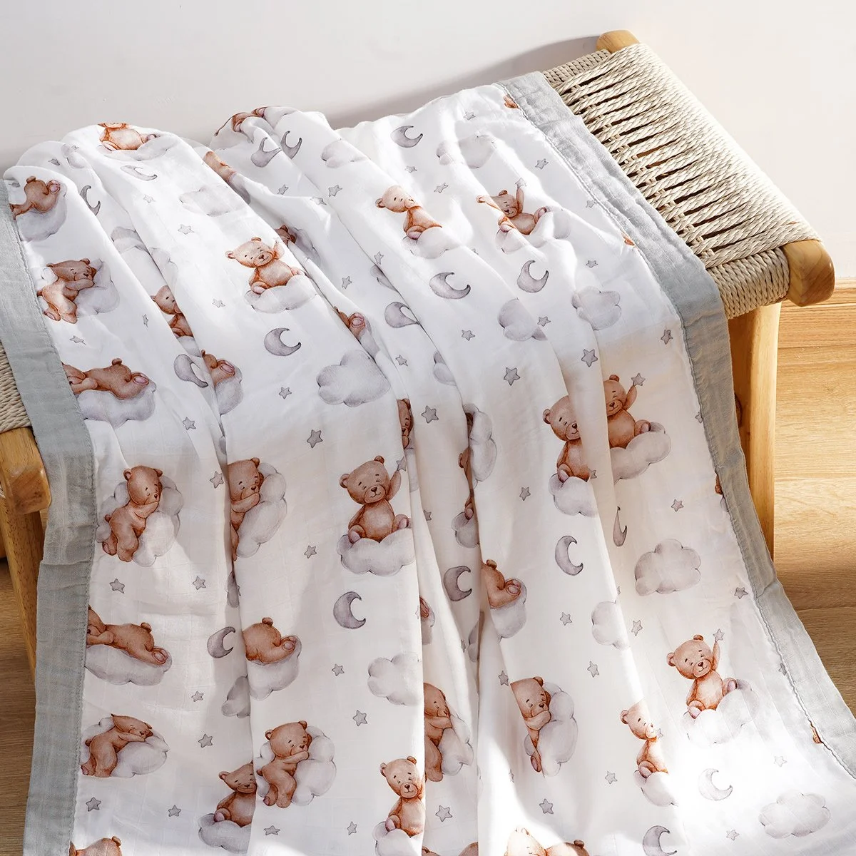4-Layer Bamboo Cotton Baby Swaddle Blanket