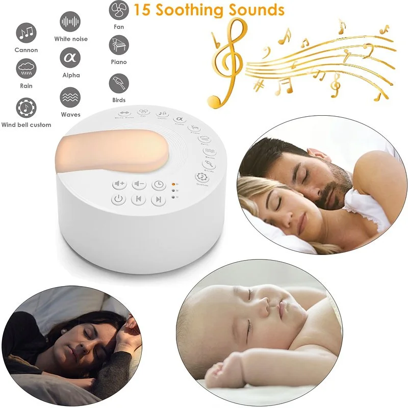 White Noise Machine with Type-C Rechargeable & Timed Shutdown for Sleep & Relaxation