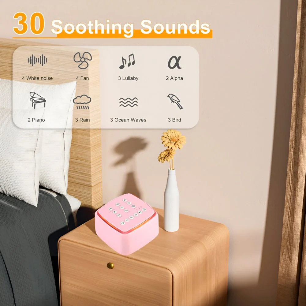 USB Rechargeable White Noise Machine with Timed Shutdown & Night Light