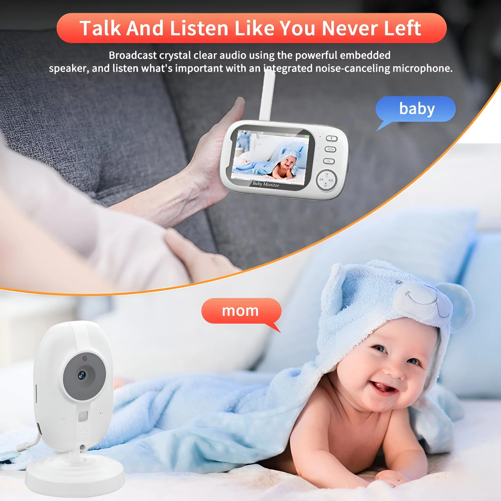 3.5-Inch Wireless Video Baby Monitor with Night Vision & Two-Way Audio