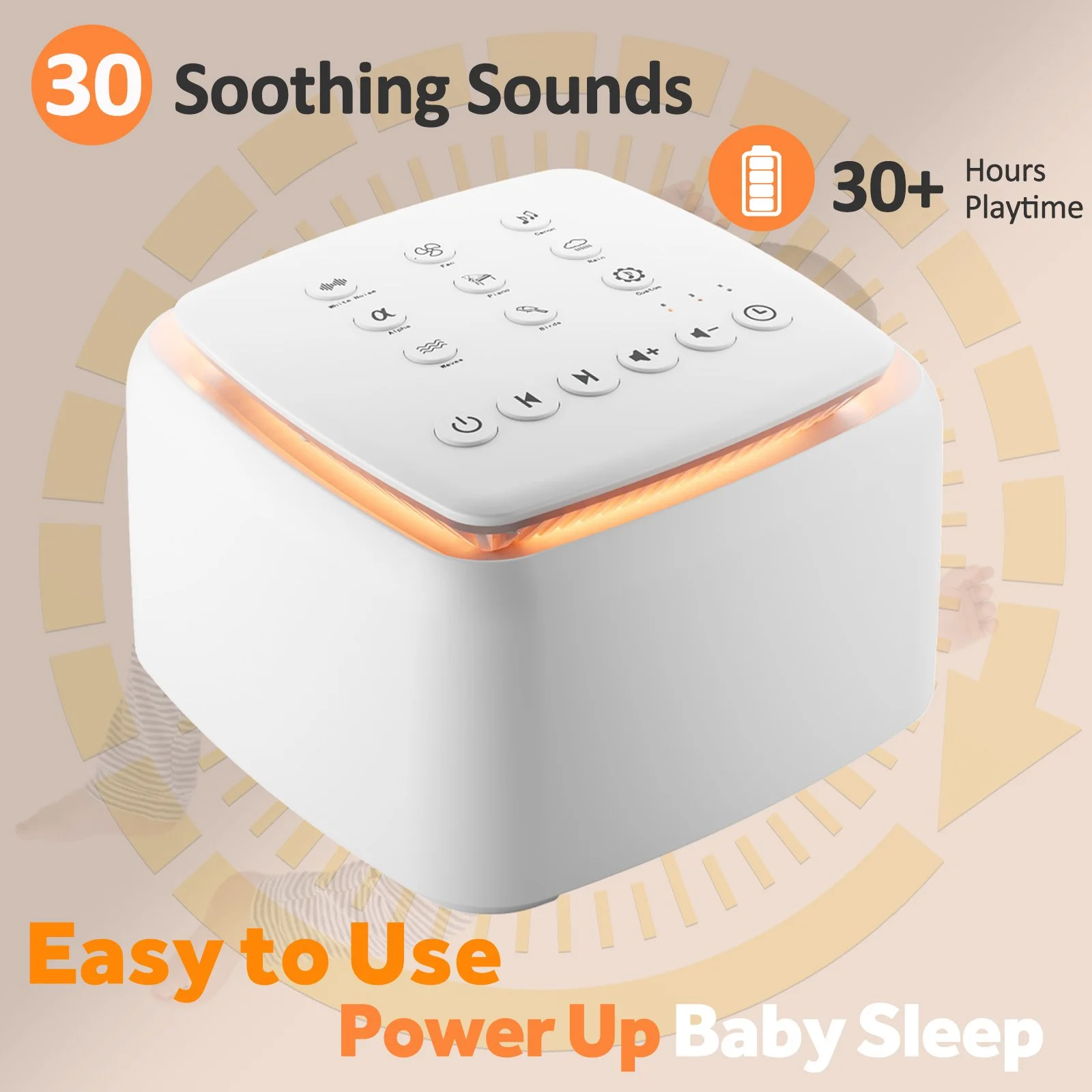 White Noise Machine with 30 Soothing Sounds & Warm Light for Better Sleep