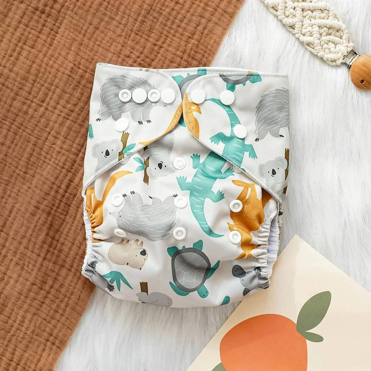 Washable and Reusable Cartoon Print Pocket Diaper for Babies 3-33lbs