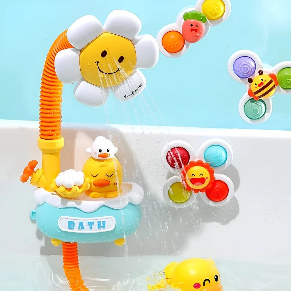 4-in-1 Baby Bath Toys with Sunflower Shower & Water Spray Sprinkler