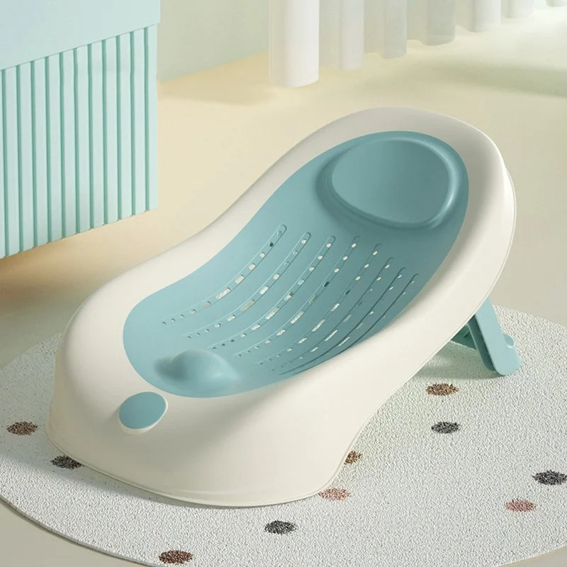 Foldable Anti-Slip Baby Bath Tub Rack with Shower Net for Newborns