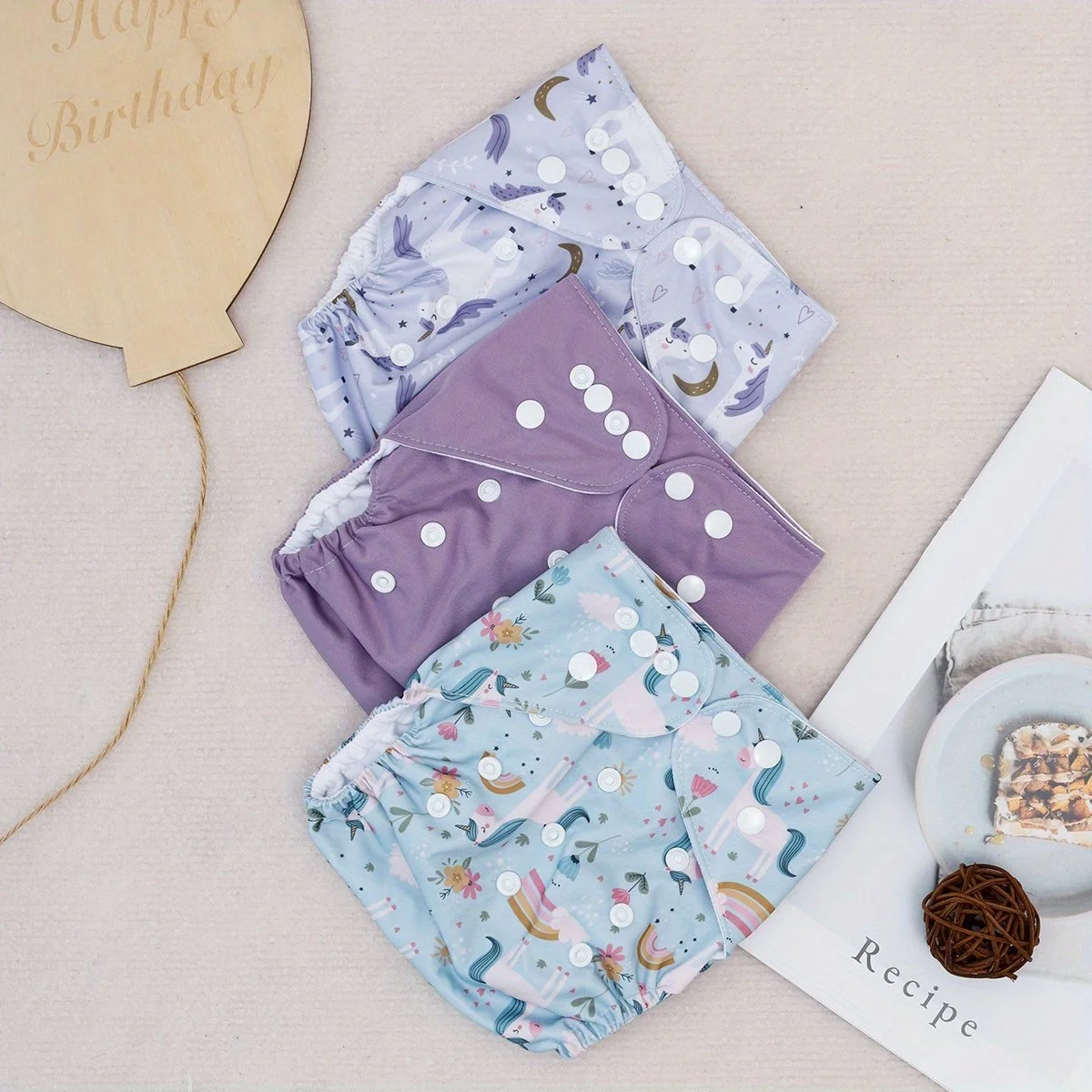 Adjustable 3Pcs Baby Nappy Cover Set