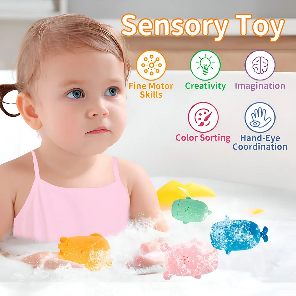 Silicone Animal Baby Bath Toys – Soft Squeeze Water Play for Infants & Toddlers