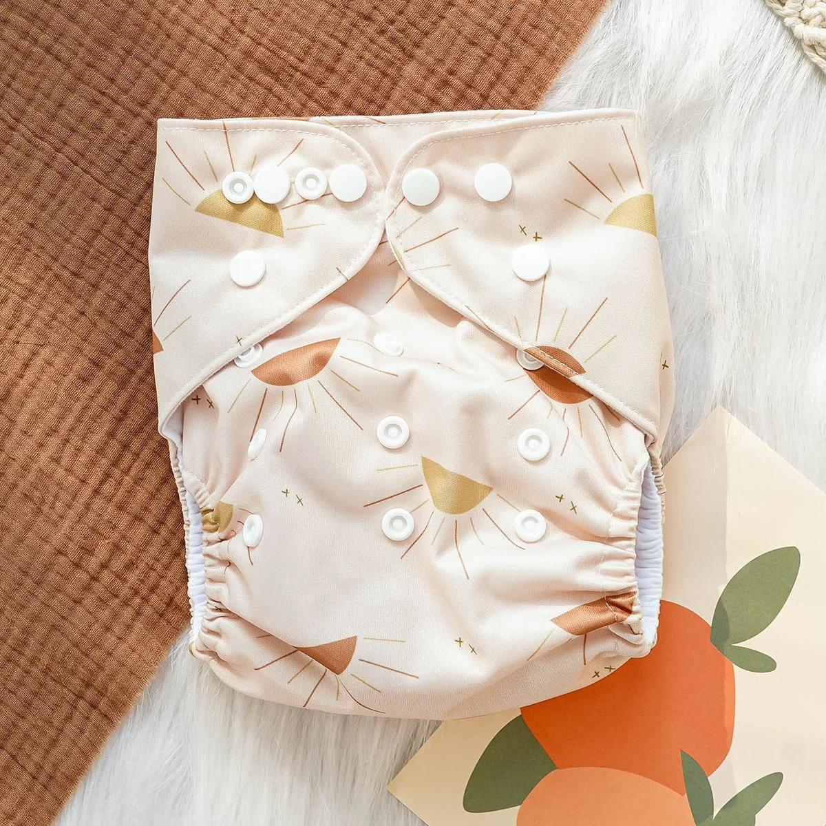 Reusable One-Size Baby Cloth Diaper – Soft Suede Inner, Waterproof Outer, 6.6–33 lbs