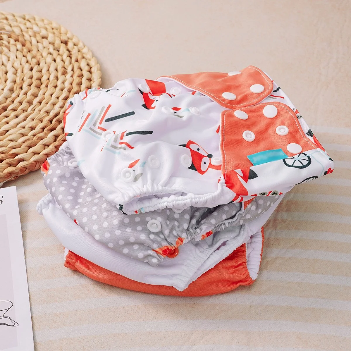 4PCS Reusable Waterproof Suede Cloth Diapers