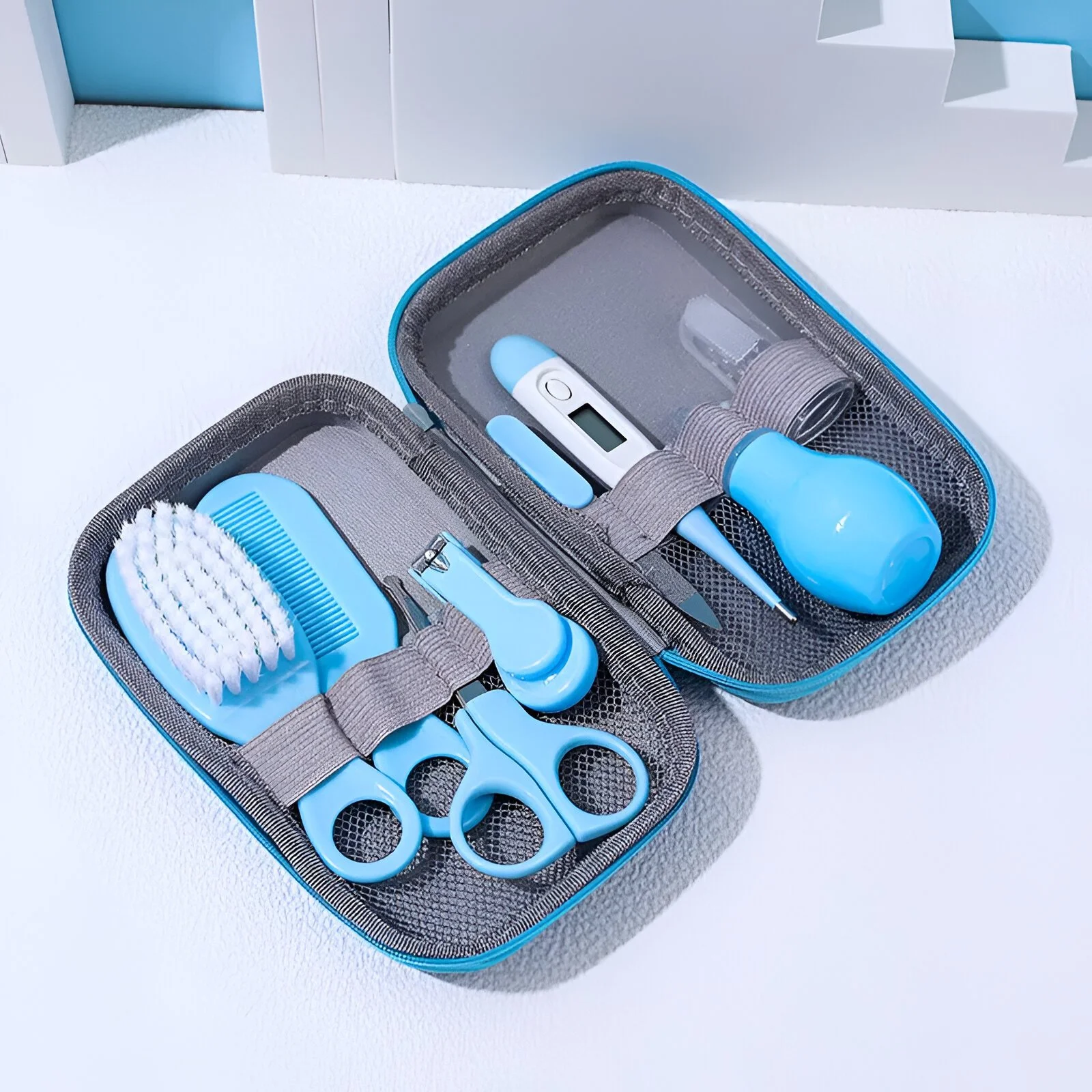 8-Piece Newborn Baby Care Kit – Nail Clippers, Thermometer, Brush, and Grooming Tools
