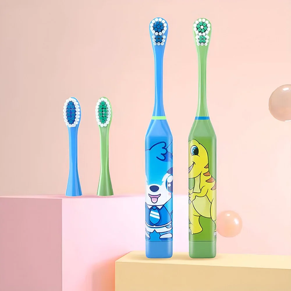 3PCS Kids Ultrasonic Electric Toothbrush Set - Cartoon Design, Ages 3-12