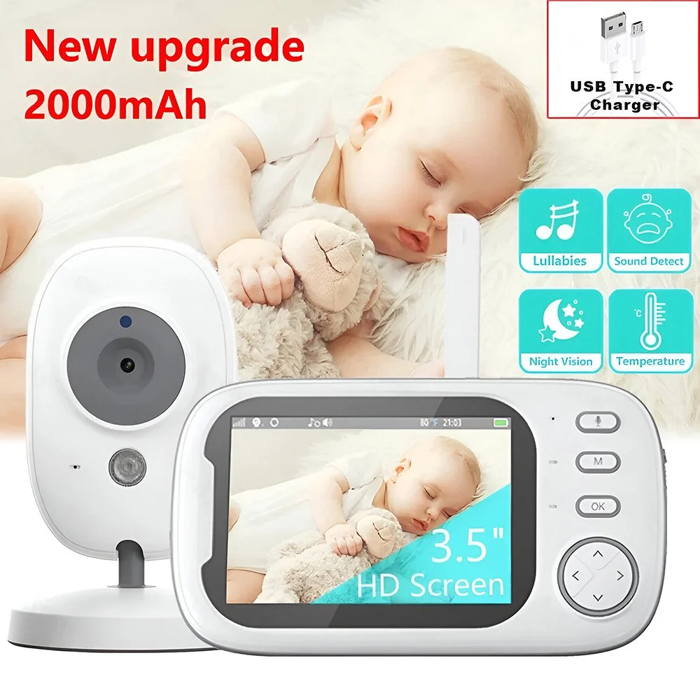 3.5" Wireless Baby Monitor with Night Vision, 2-Way Talk & Temperature Sensor