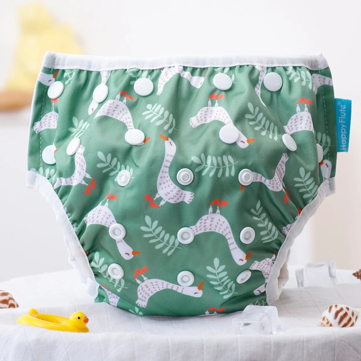 Adjustable Waterproof Animal Print Baby Swim Diaper Cover for 6.5-32 lbs