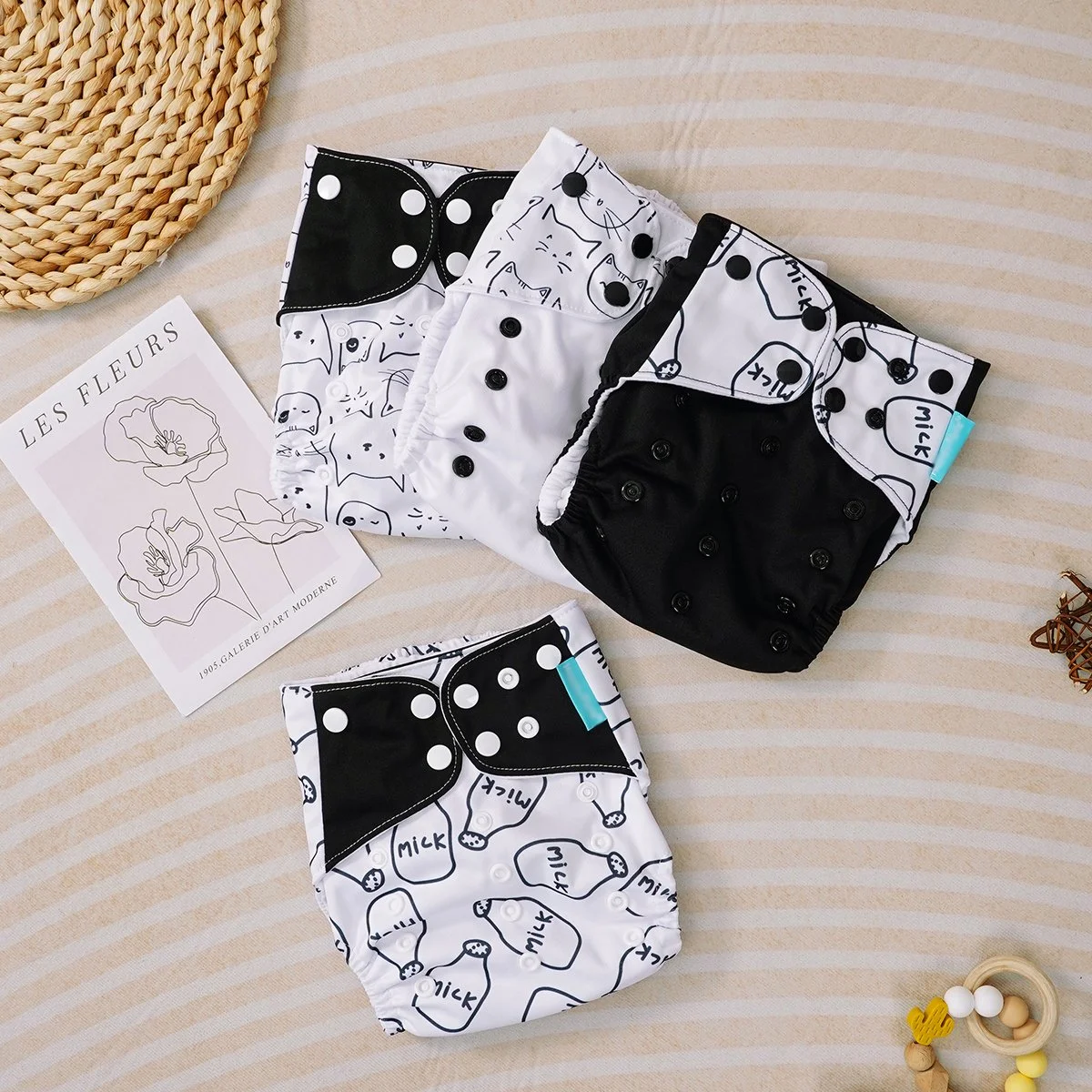 4-Pack Adjustable Reusable Baby Cloth Diapers