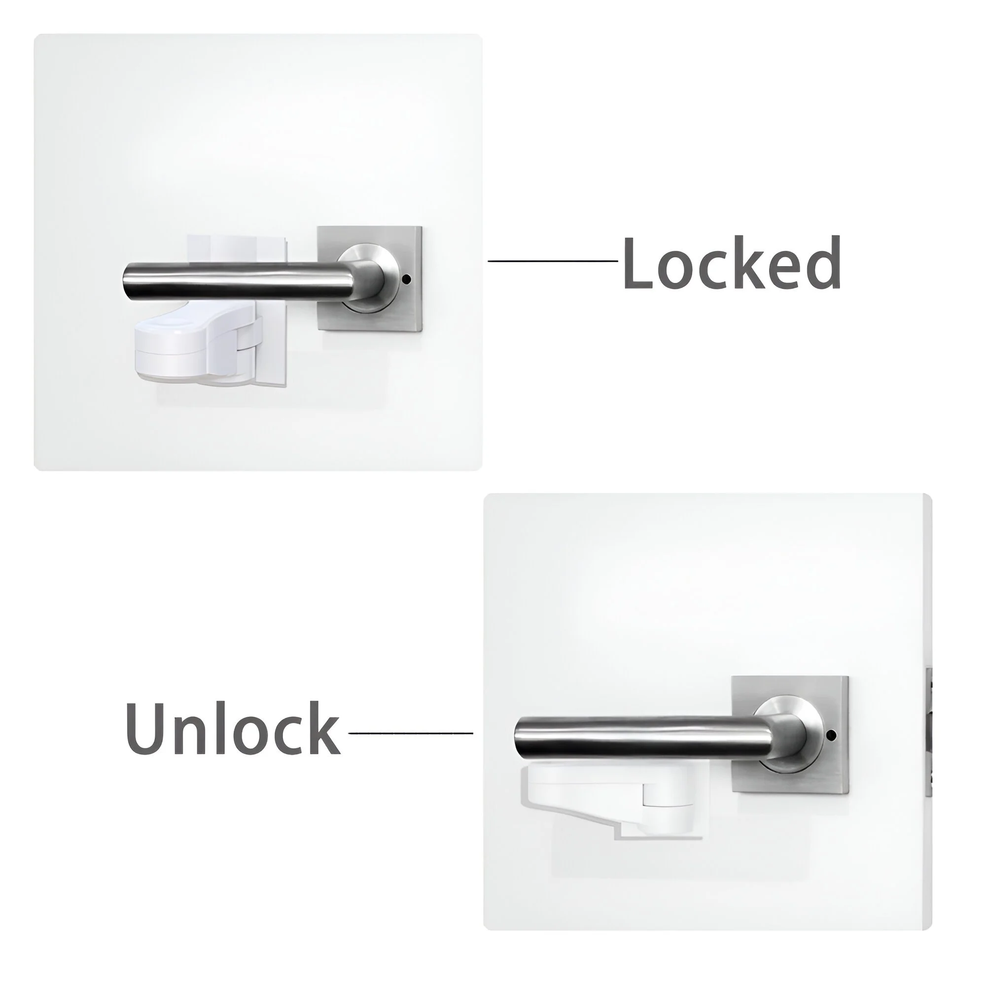 2pc Universal Door Lever Lock Child Safety Locks with Hidden Button