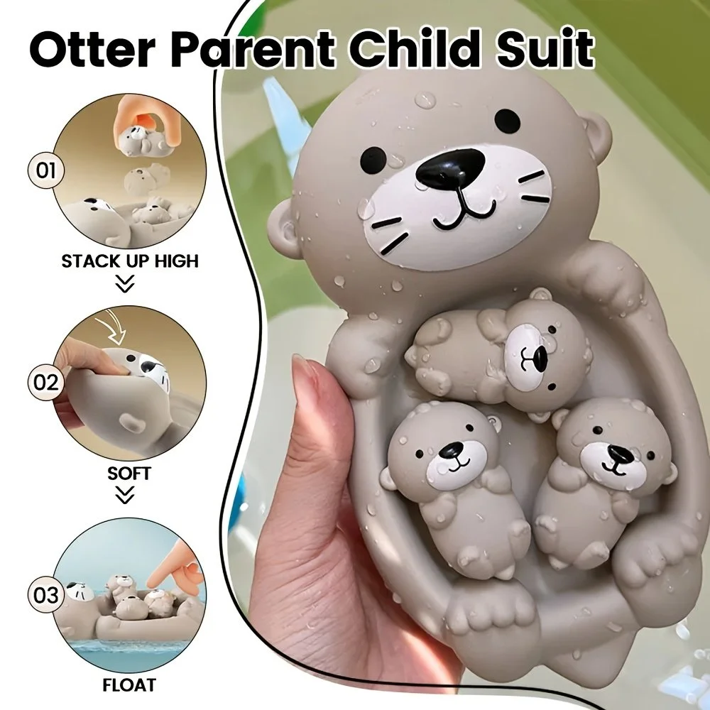 Floating Otter & Seal Silicone Bath Toys – Safe Fun for Toddlers & Kids
