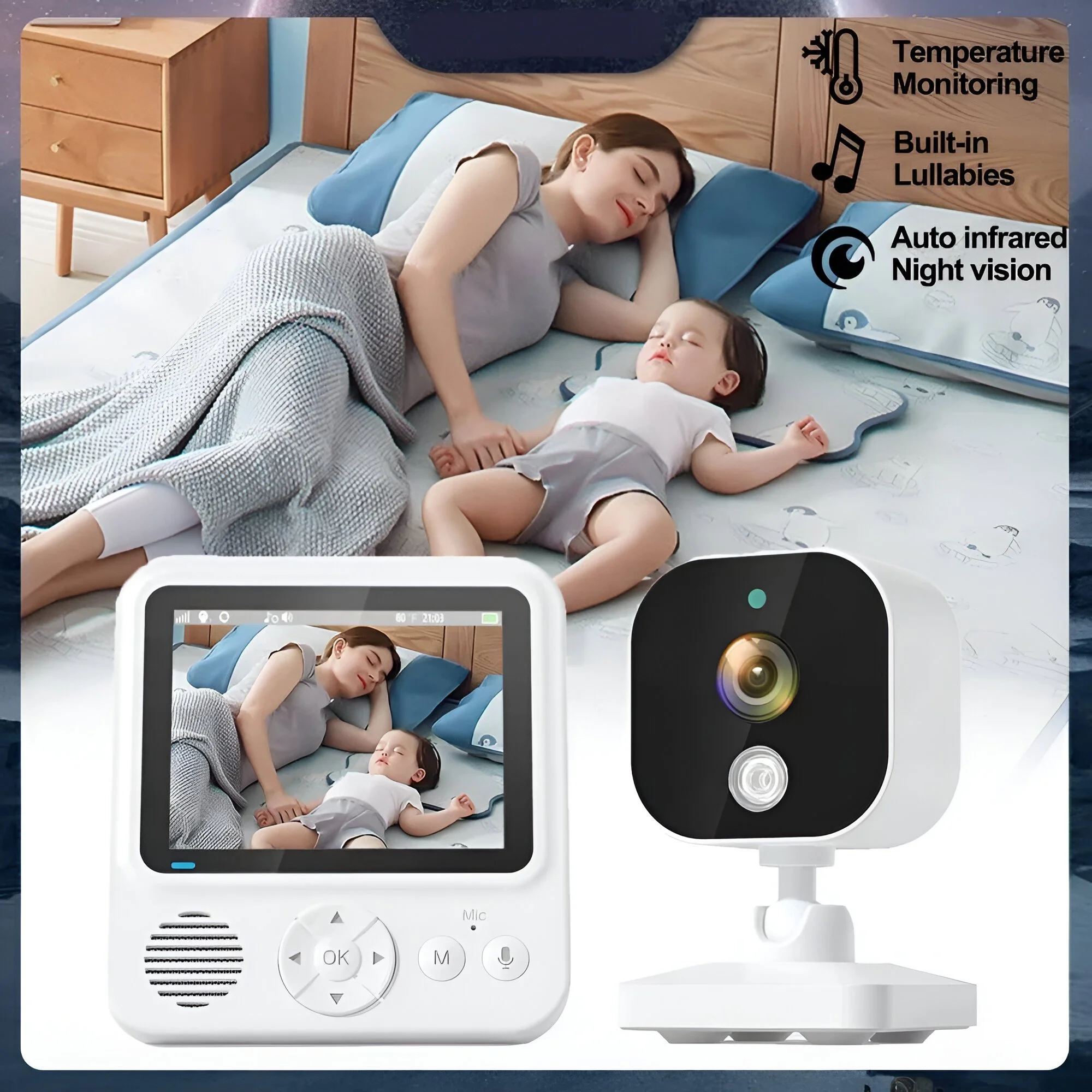 2.8 Inch Wireless Video Baby Monitor with Night Vision & Two-Way Audio