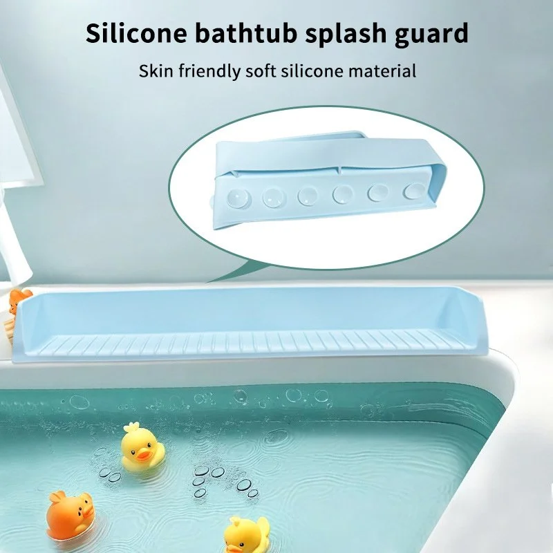 Silicone Bathtub Splash Guard & Toy Tray for Kids – Wide Tub Side Shelf