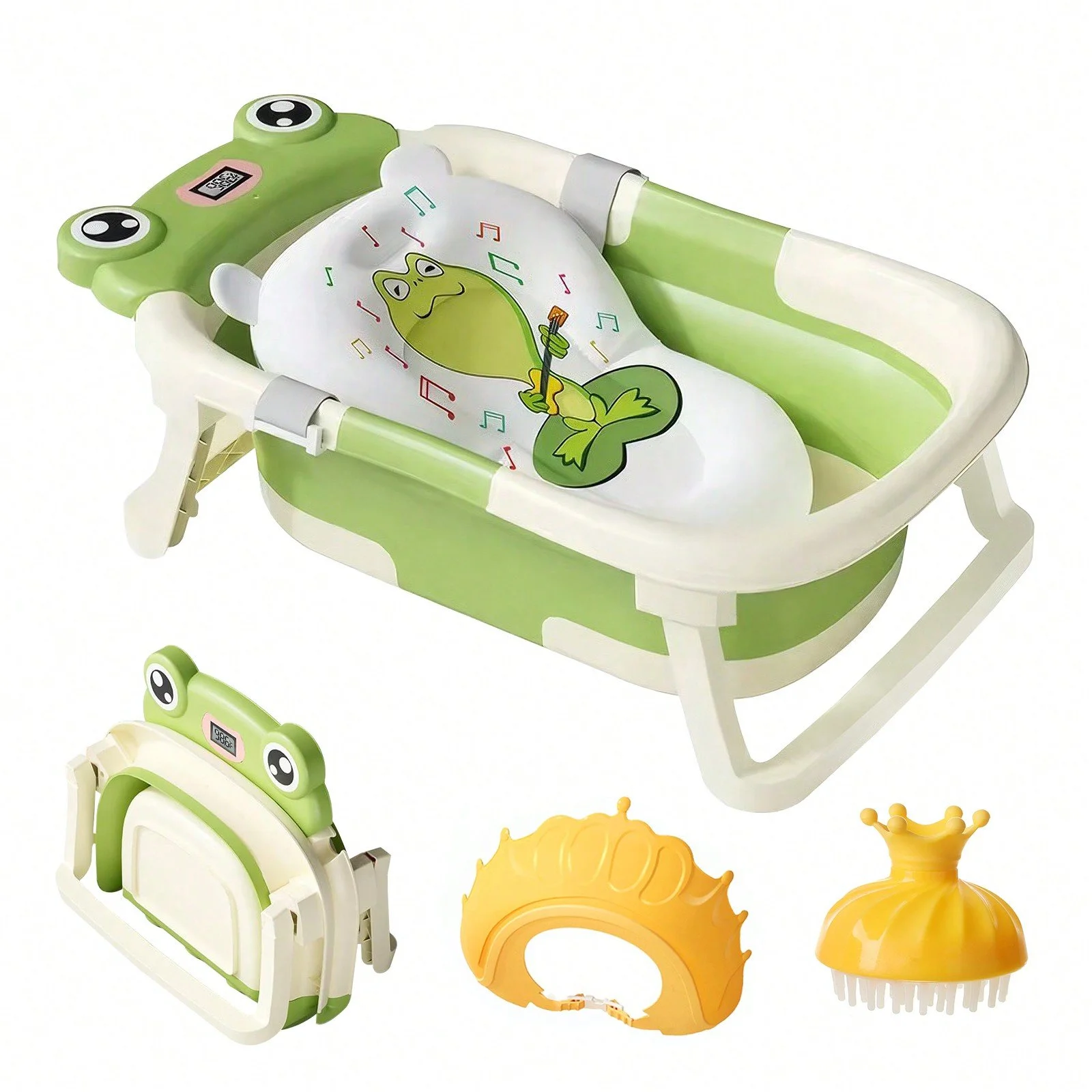 Foldable Baby Bathtub with Thermometer – Portable Collapsible Tub for Newborns