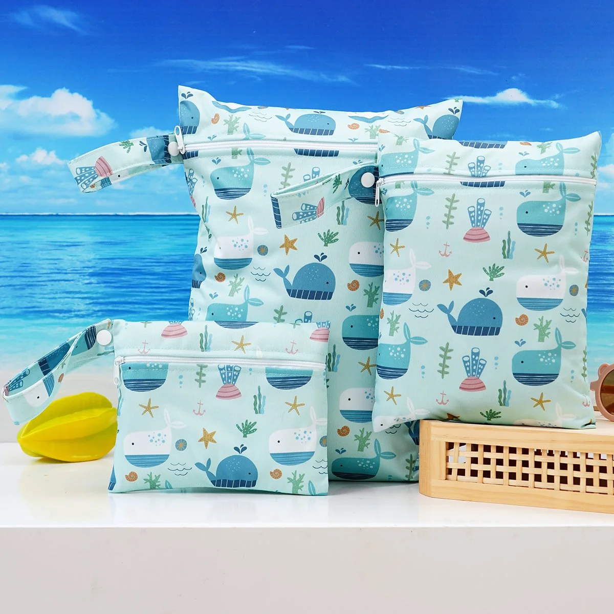 Waterproof 3-Pack Wet Dry Bags for Cloth Diapers & Swimwear – Reusable & Washable