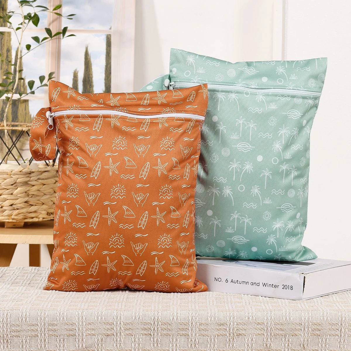 2-Pack Waterproof Wet Dry Bags for Diapers, Swimsuits, Gym & Travel