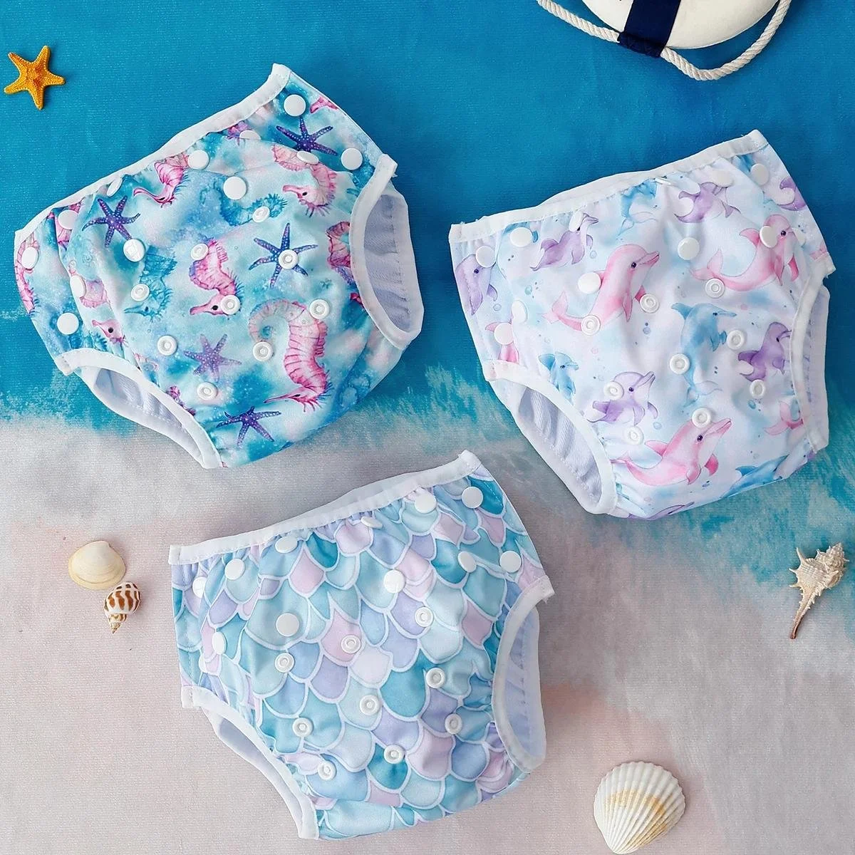 3PCS Washable Mesh Cloth Swimming Diapers for Babies - Perfect for Pool & Beach