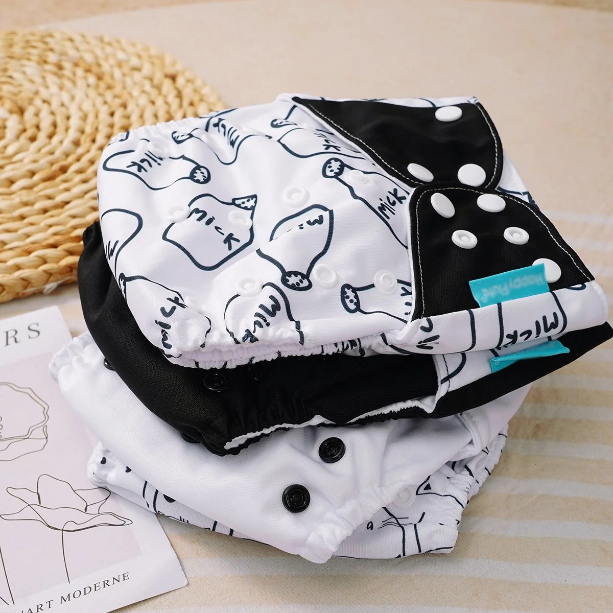 4PCS Adjustable Washable Baby Cloth Diapers - Waterproof Suede Pocket Diapers