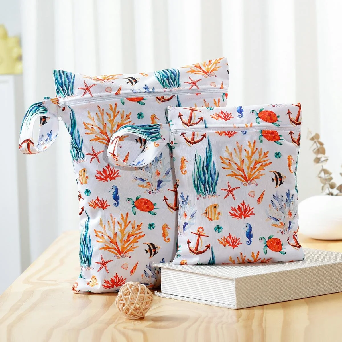 2-Pack Waterproof Wet Dry Bags for Swimsuits, Beach, Pool, Gym & Cloth Diapers