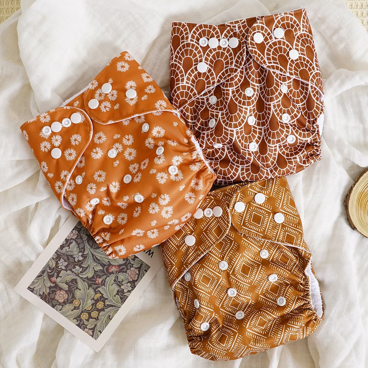 3PCS Adjustable Cloth Diaper Set for Babies 6-33lbs | Washable & Waterproof