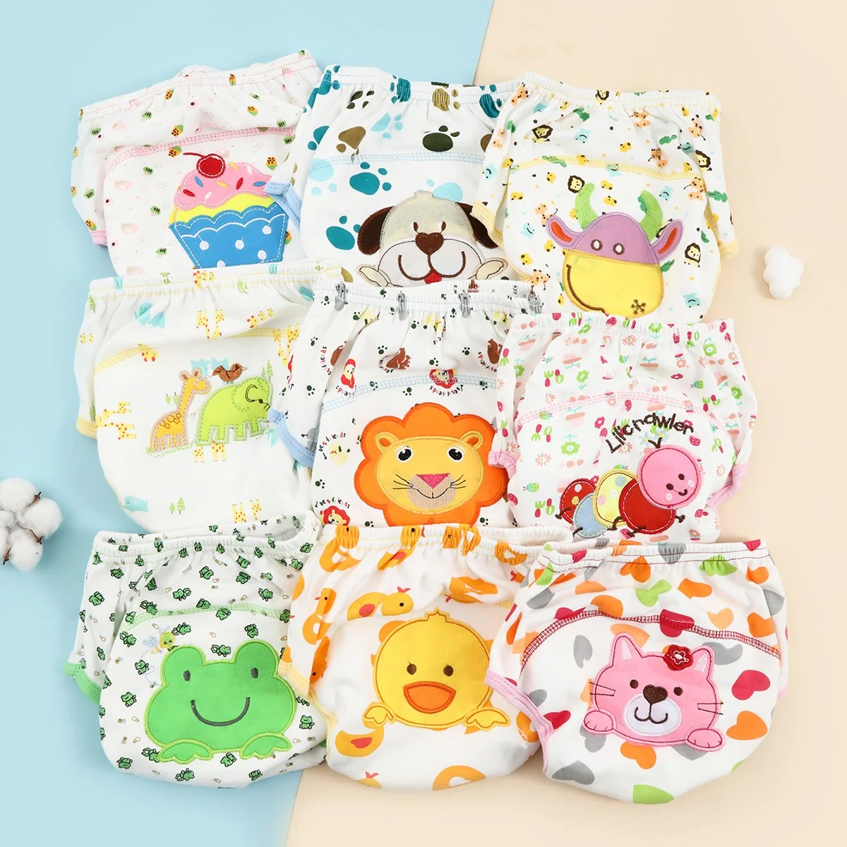 Reusable Cotton Cloth Diaper Unisex Washable Training Pants for Babies 11-26 lbs