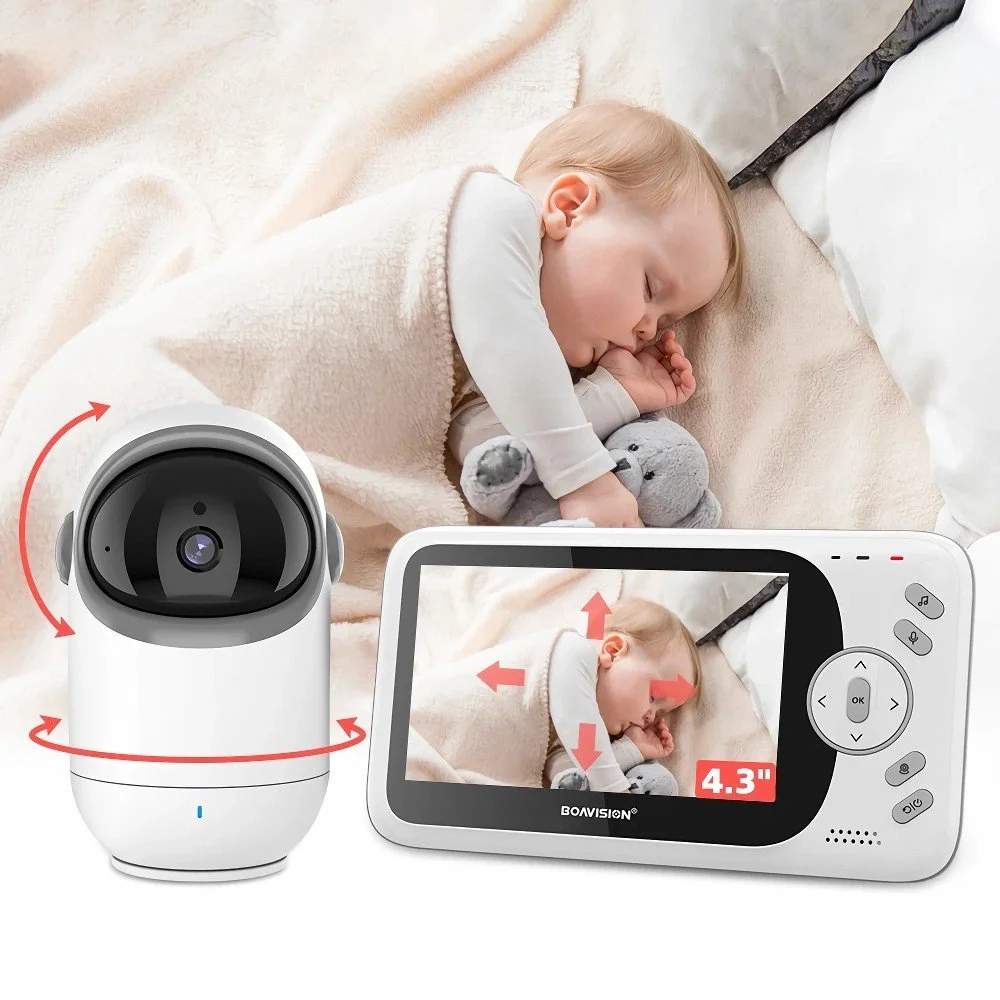 4.3 Inch Video Baby Monitor with Pan Tilt Camera, Two-Way Audio & Night Vision