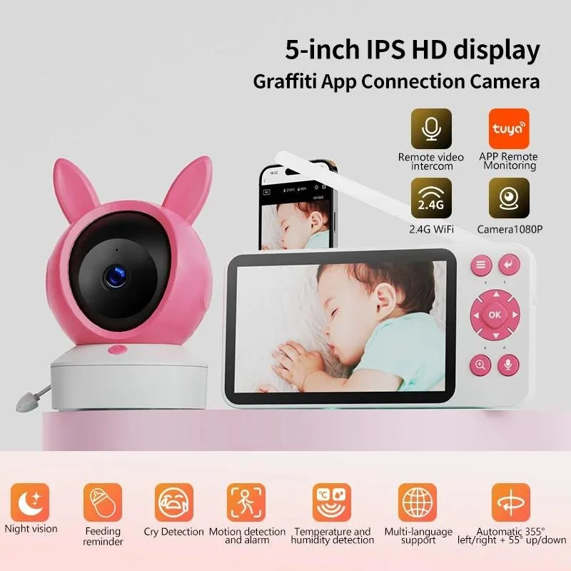 5" Wireless Baby Monitor with Night Vision & Smart Alerts