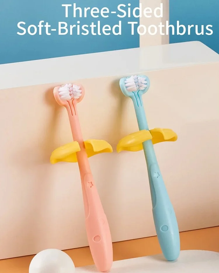 Three-Sided Kids Toothbrush with Safety Baffle – Gentle Oral Care for Ages 1-3