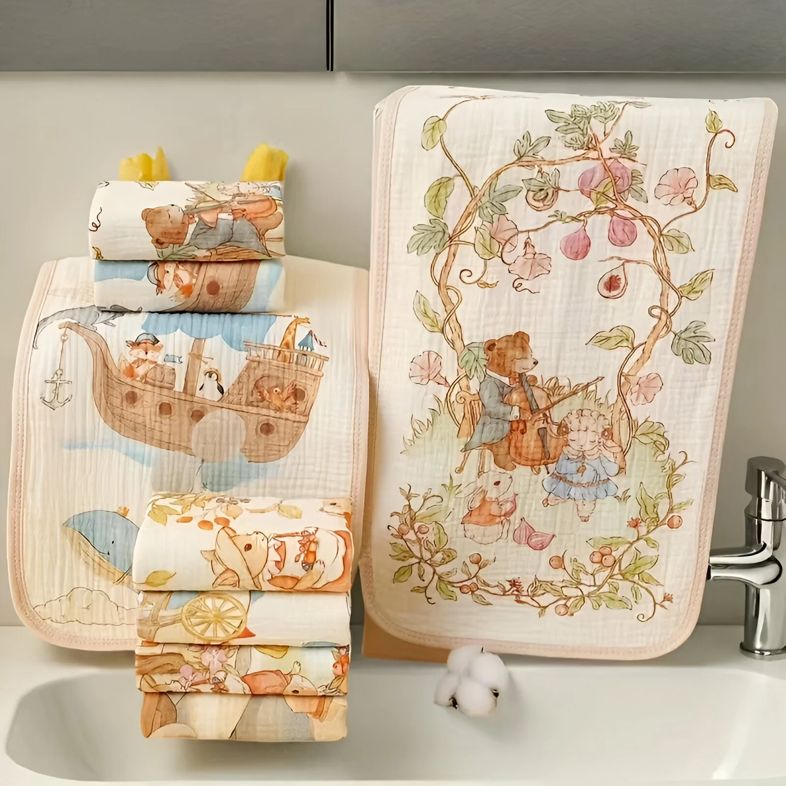 Soft Cotton Baby Towels – Gentle Absorbent Face & Hand Cloths for Newborns